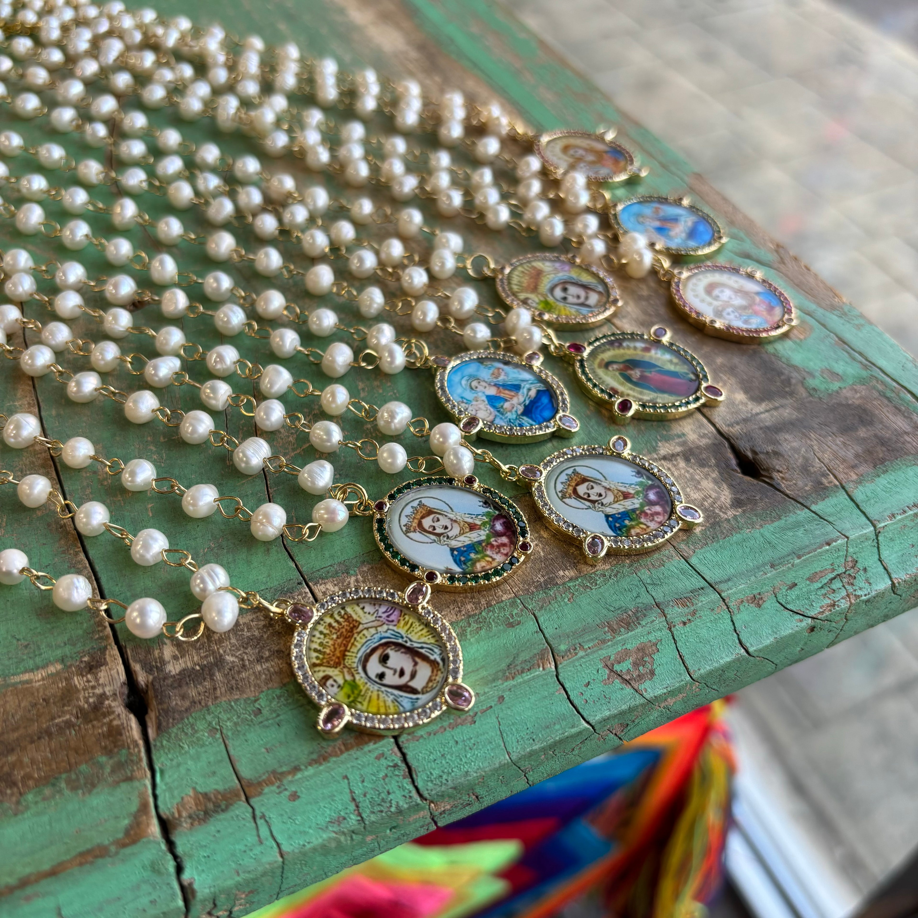 Freshwater Pearl with Gemstone Mary Pendant