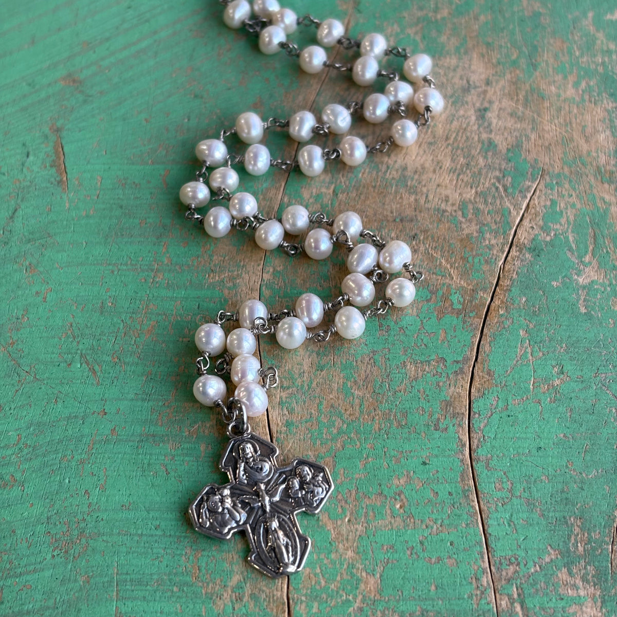 Freshwater Pearl Five Way Cross Necklace