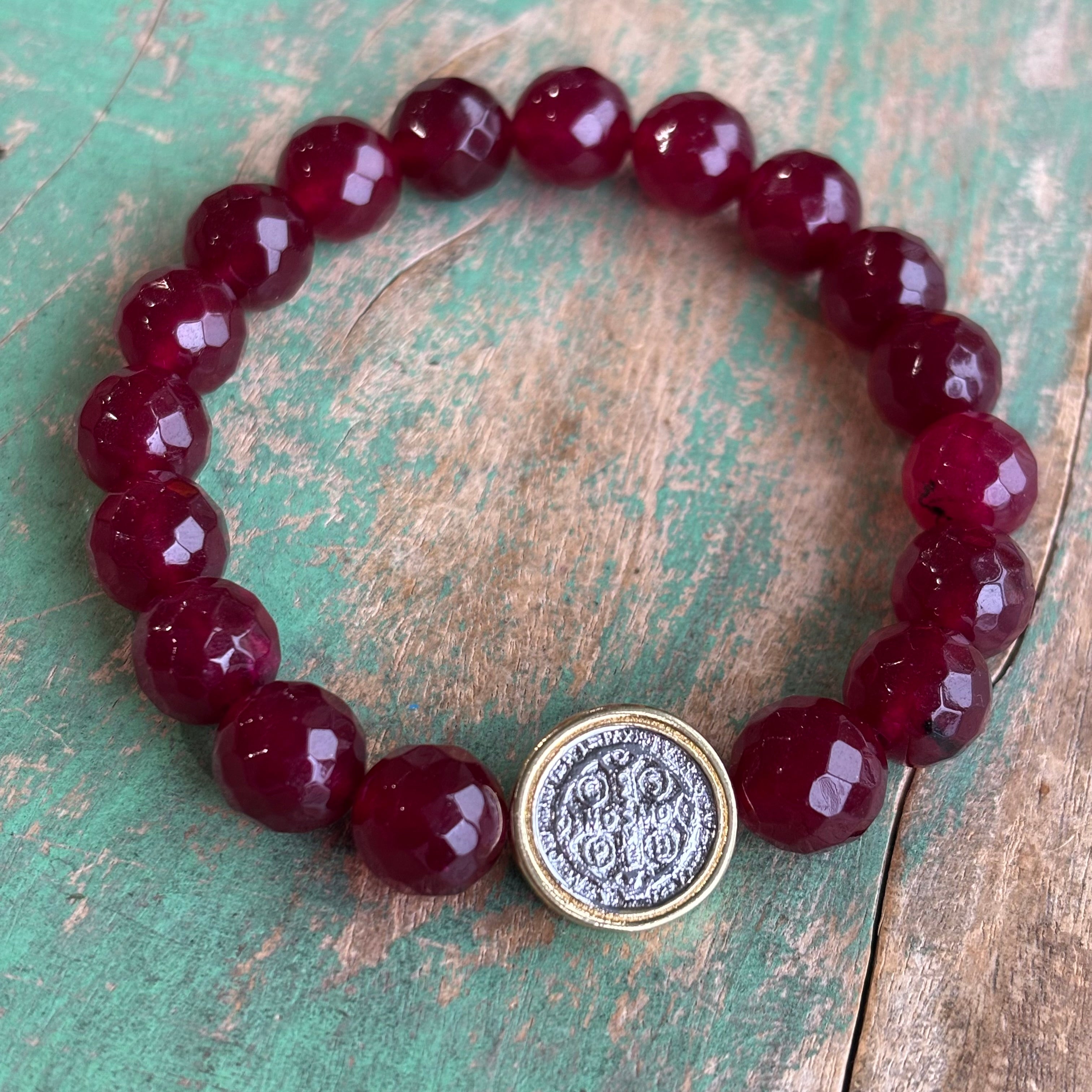 Cranberry Two Tone St Benedict Bracelet