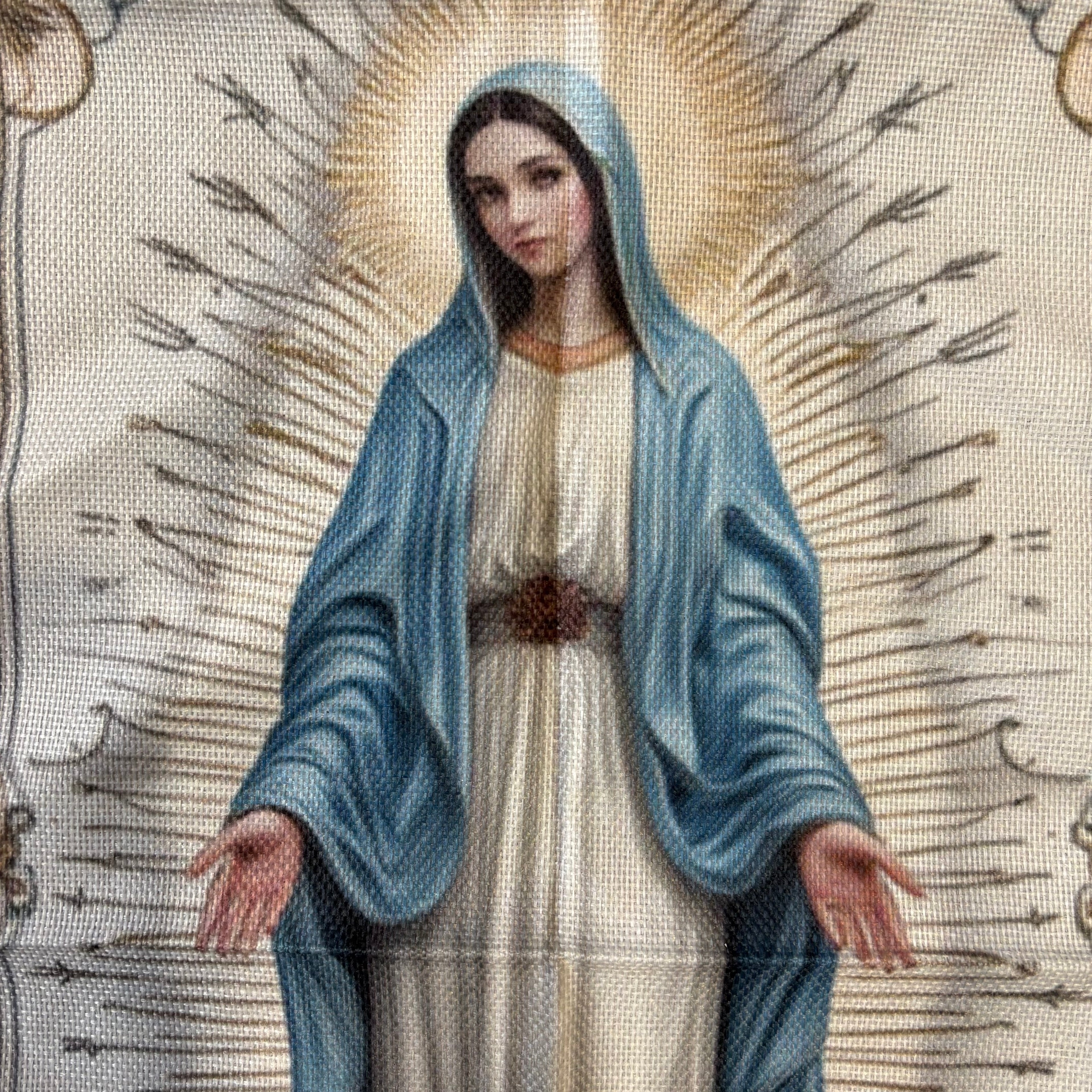 Blue Virgin Mary Table Runner