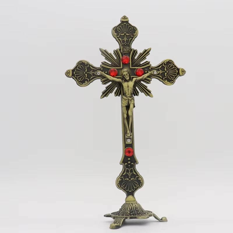 Standing Bronze 9" Crucifix