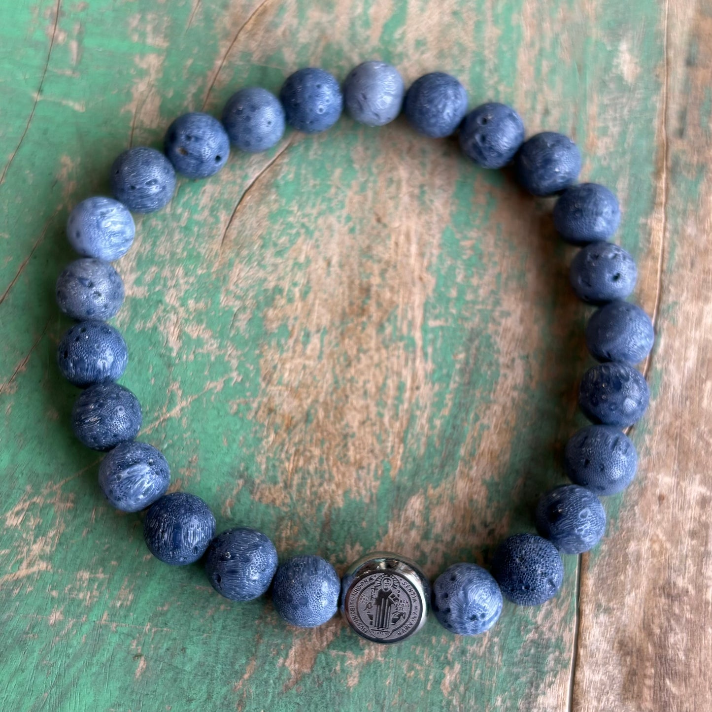 Blue Coral Faith Bracelet