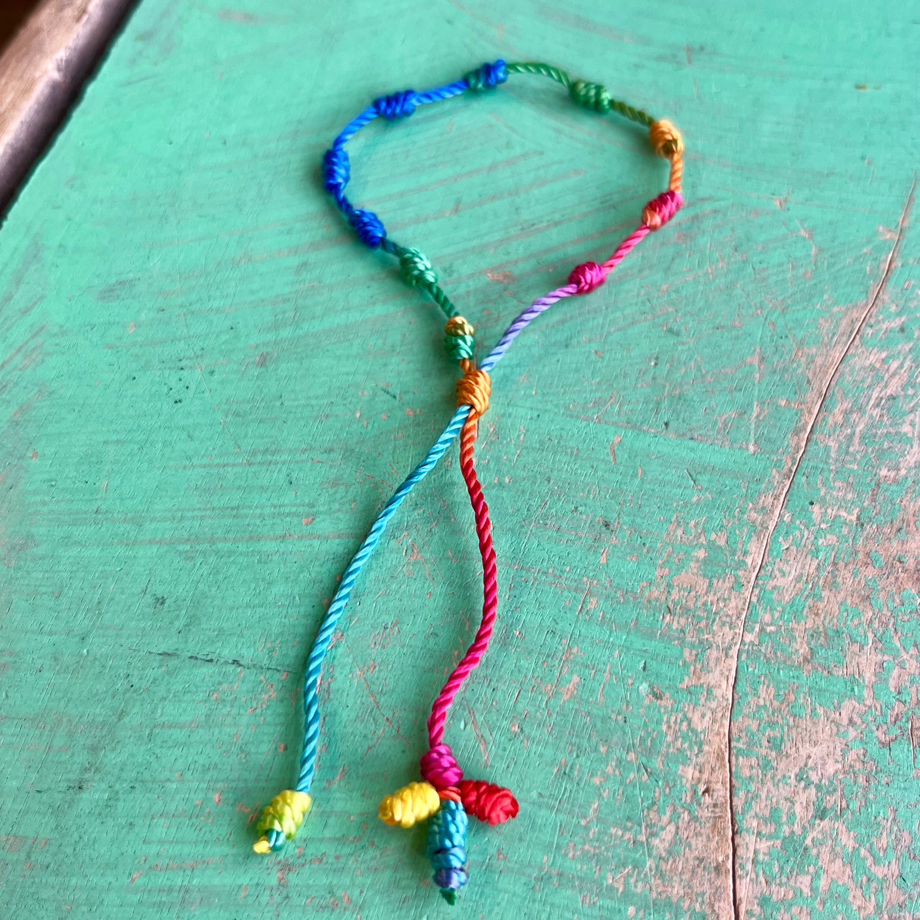 Knotted Cord Rosary Decade Adjustable Bracelet