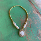 Our Lady of Guadalupe Mother of Pearl Pendant Necklace