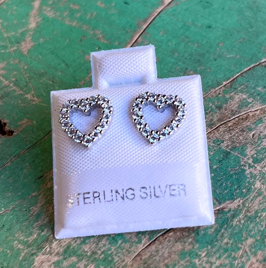 Sterling Silver CZ Heart Studs