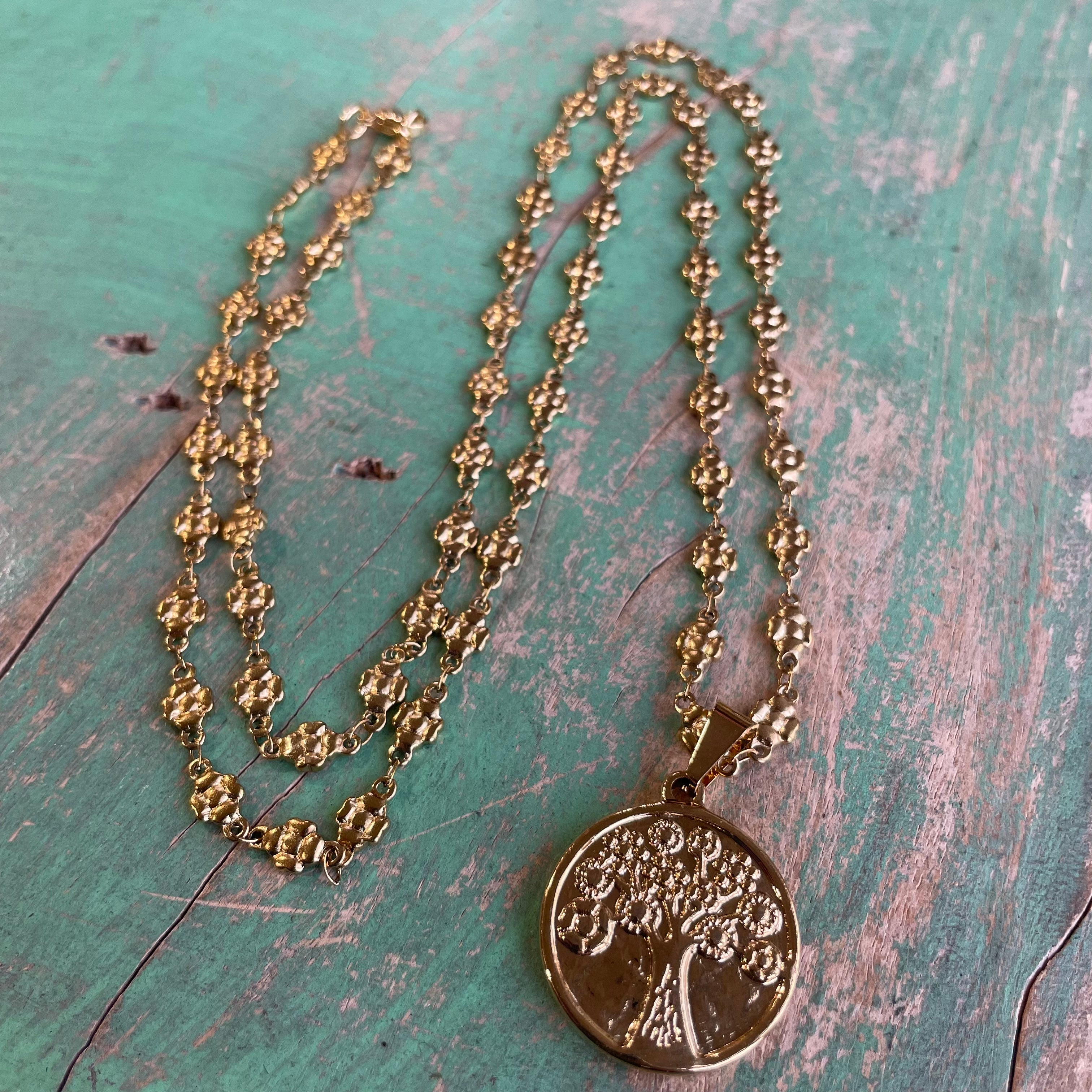 Family Tree Gold Flowers Necklace