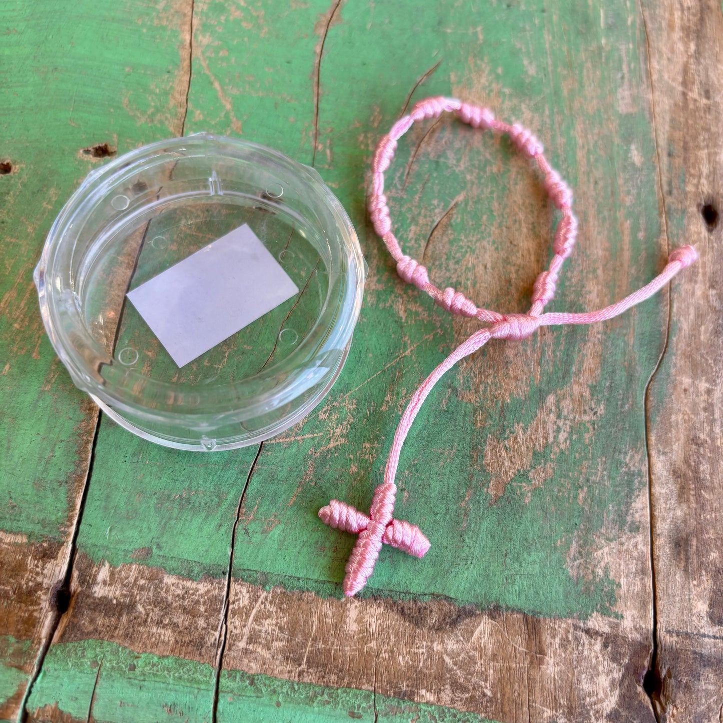 Pink Rosary Bracelet with Case