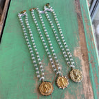Moonstone Vintage Medal Necklace
