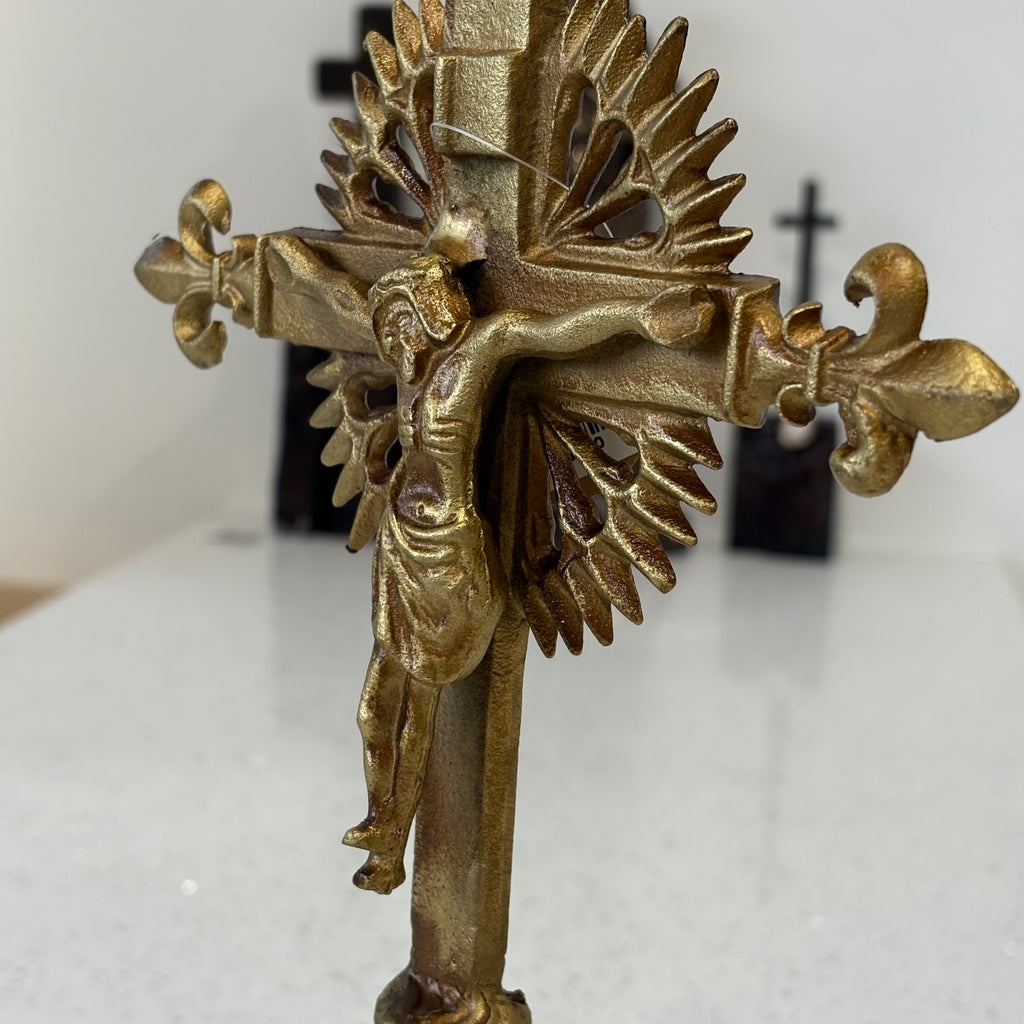 Large Standing Gold Crucifix