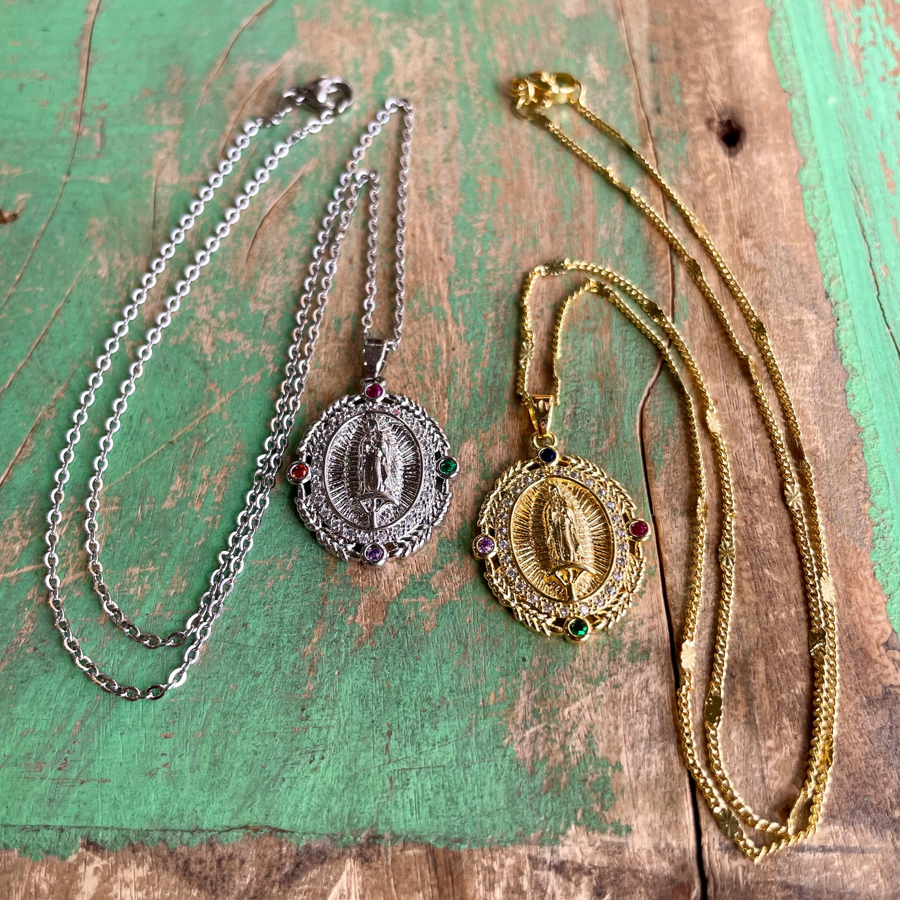 Jeweled OLG Pendant Necklace and Earrings