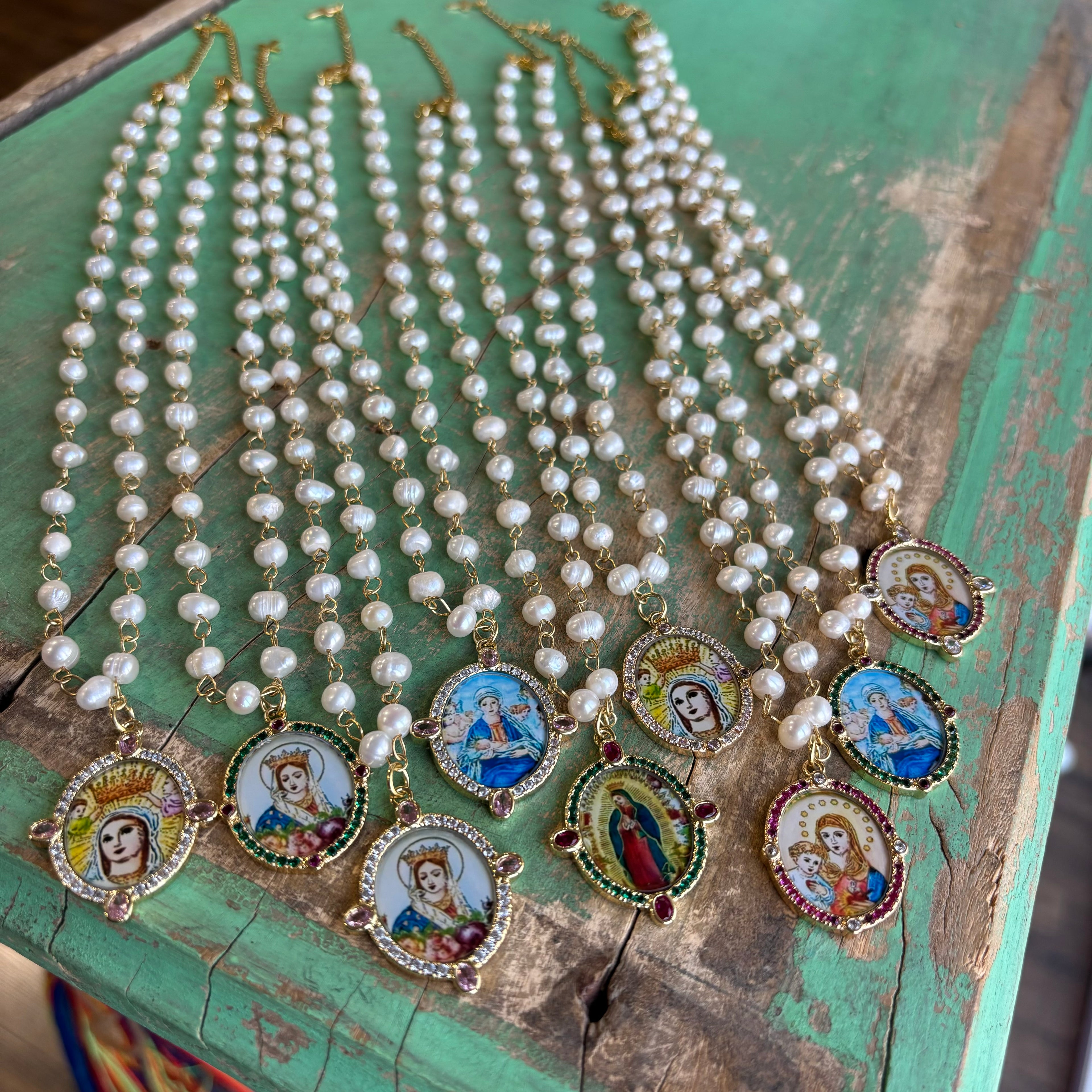 Freshwater Pearl with Gemstone Mary Pendant