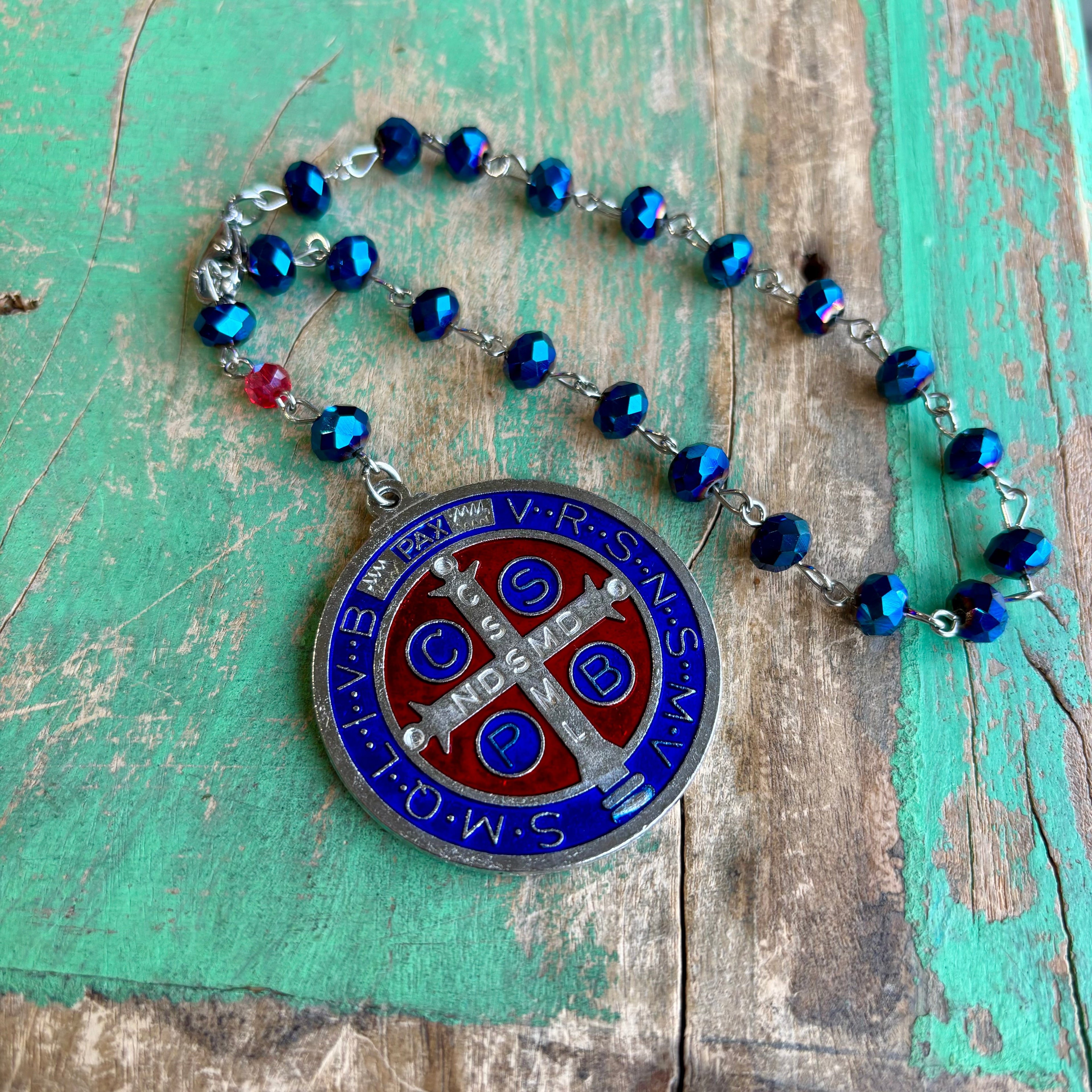 Red and Blue St Benedict Car Blessing