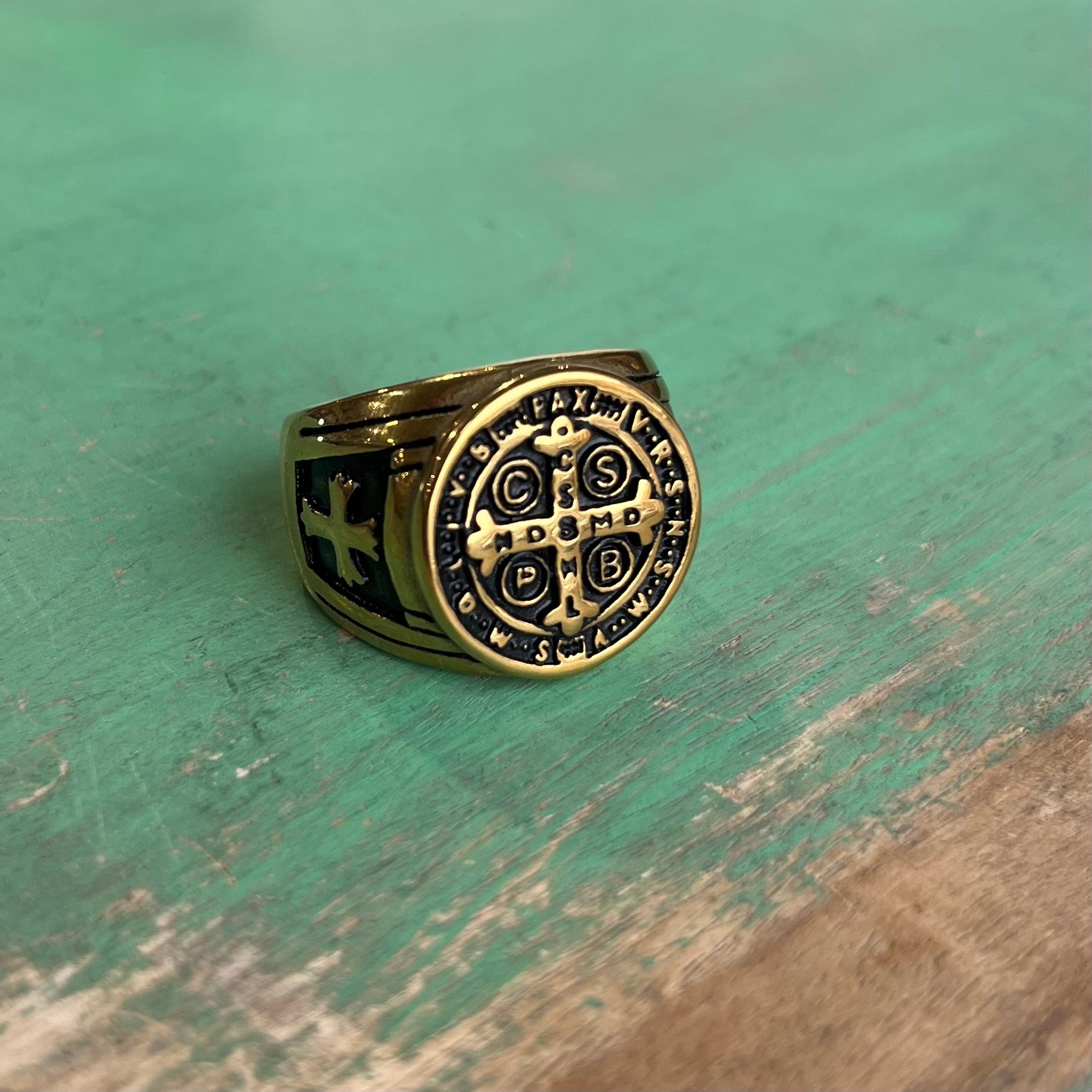 Stainless Steel St Benedict Cross Ring