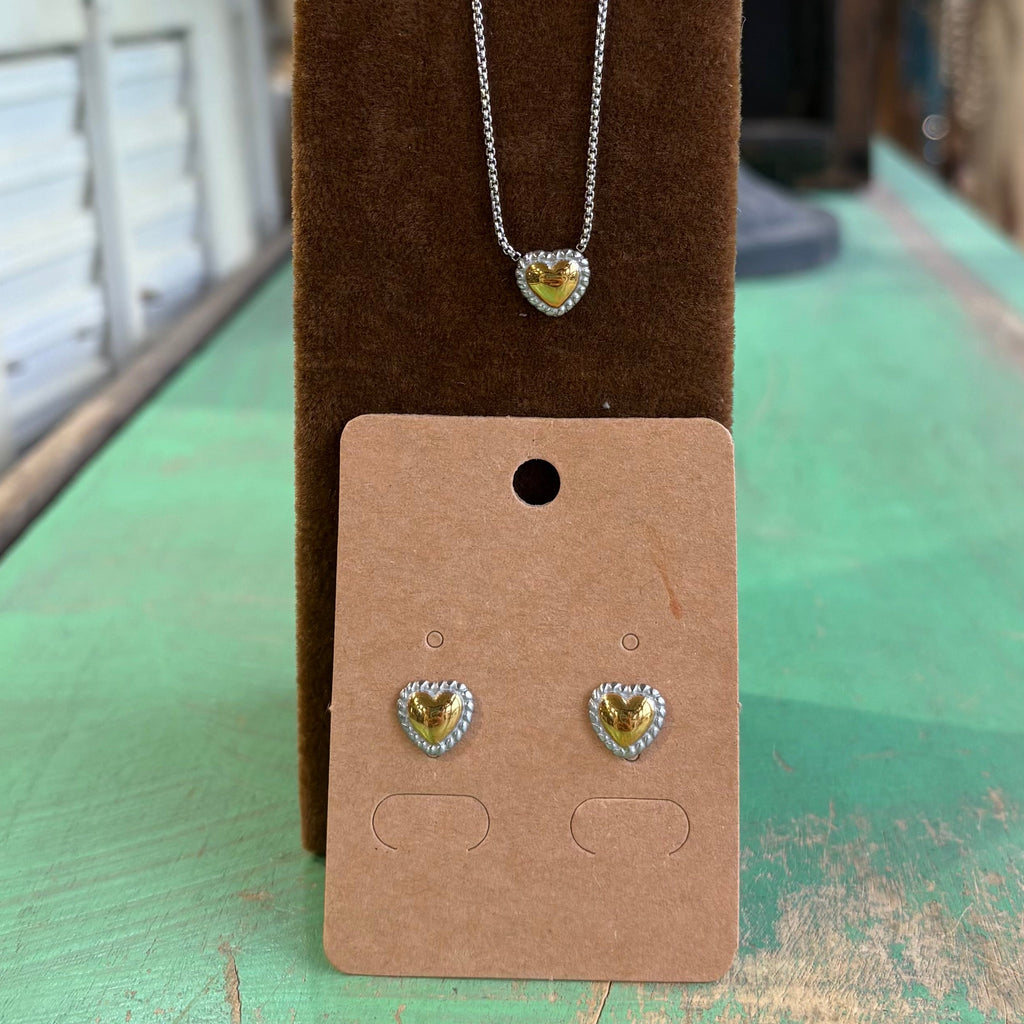 Faithful Love Two Tone Necklace or Earrings