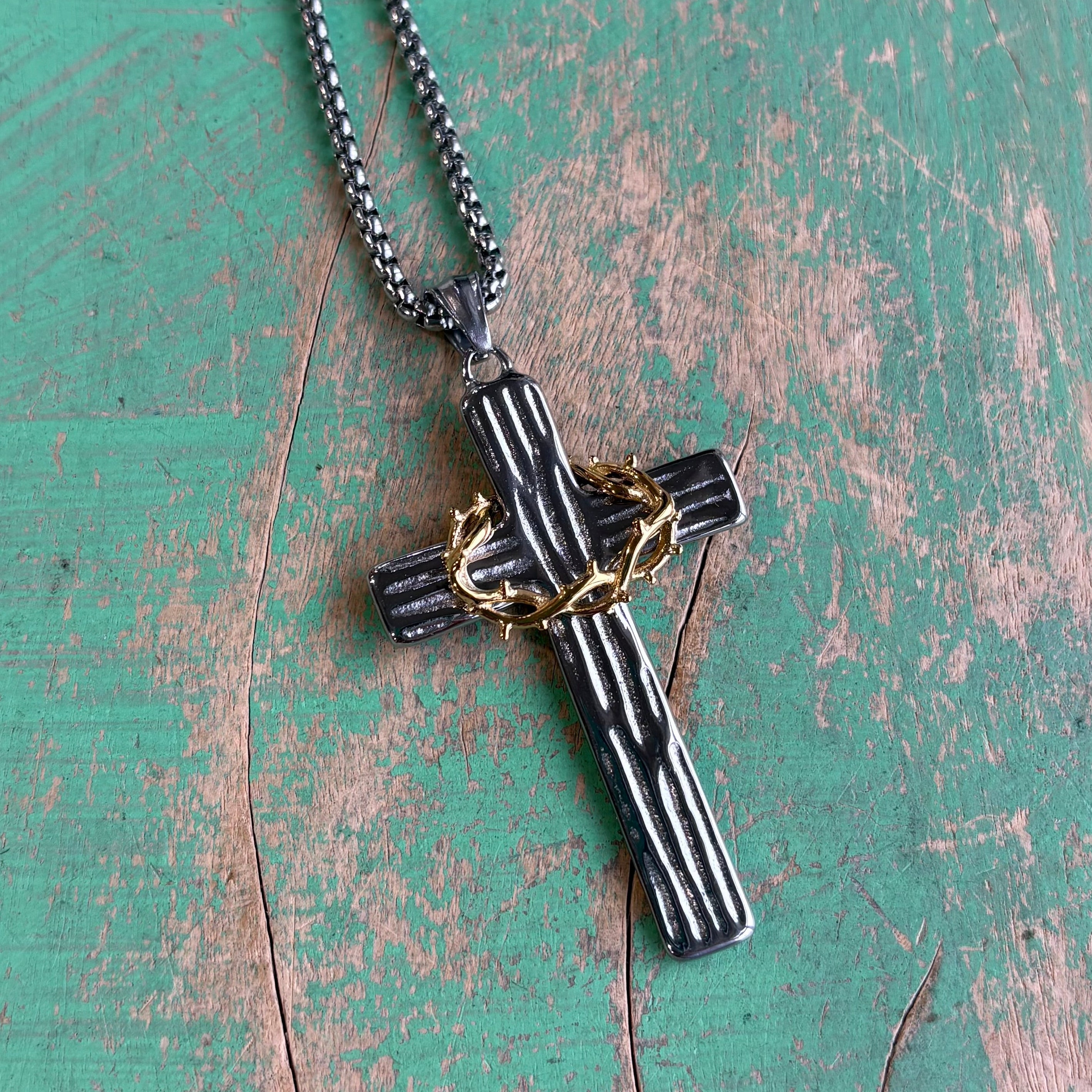 Crown of Thorns Cross Necklace