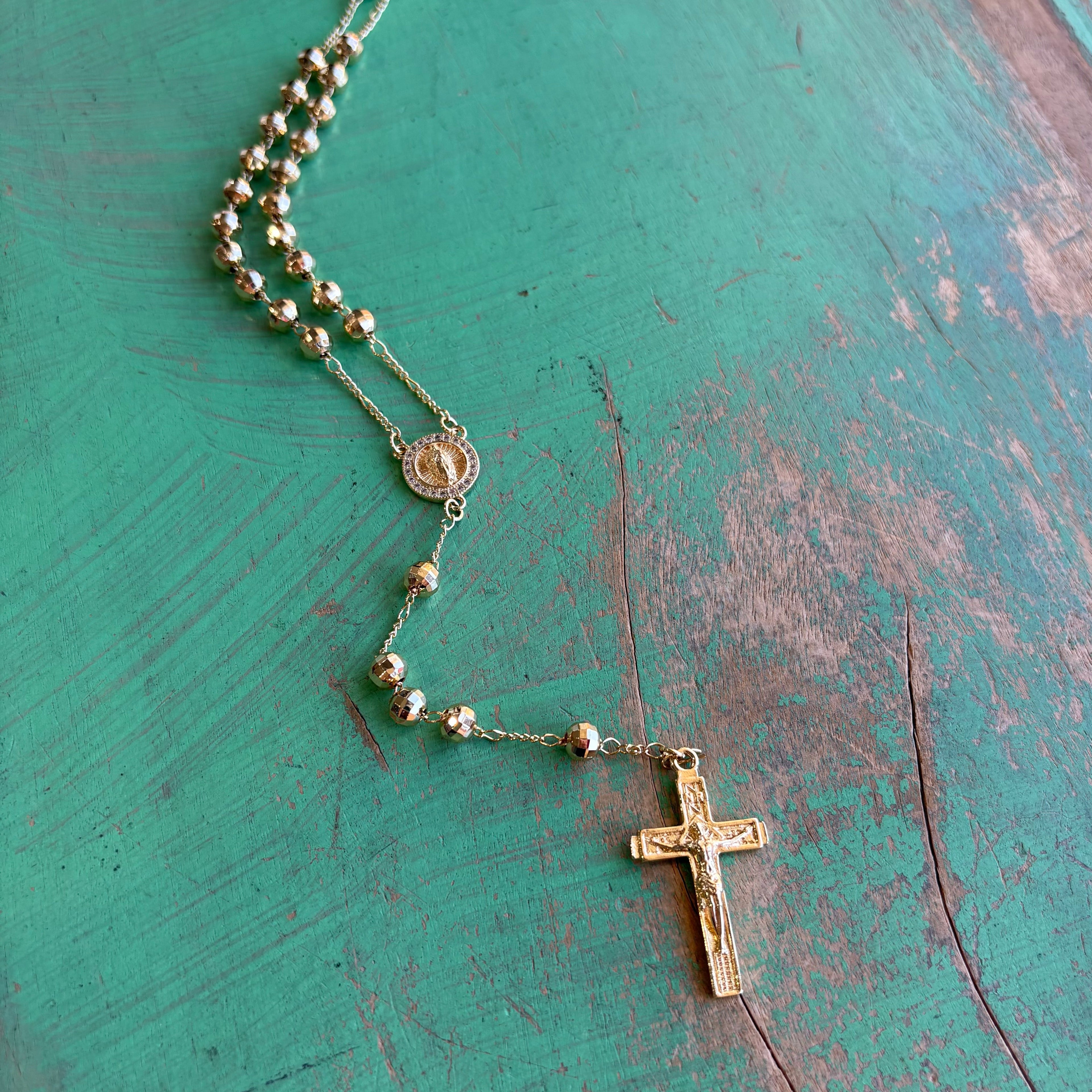 Gold Plated OLG 6MM Rosary Necklace