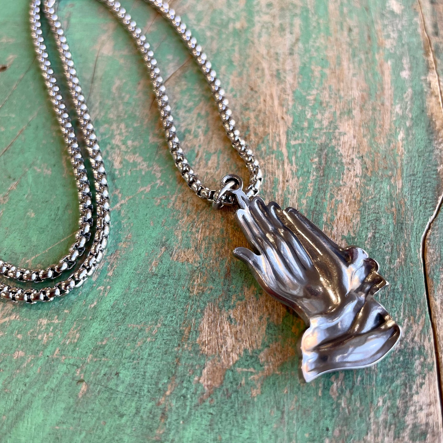 Stainless Steel Praying Hands Necklace