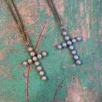 Pearl Inlaid Cross Necklace