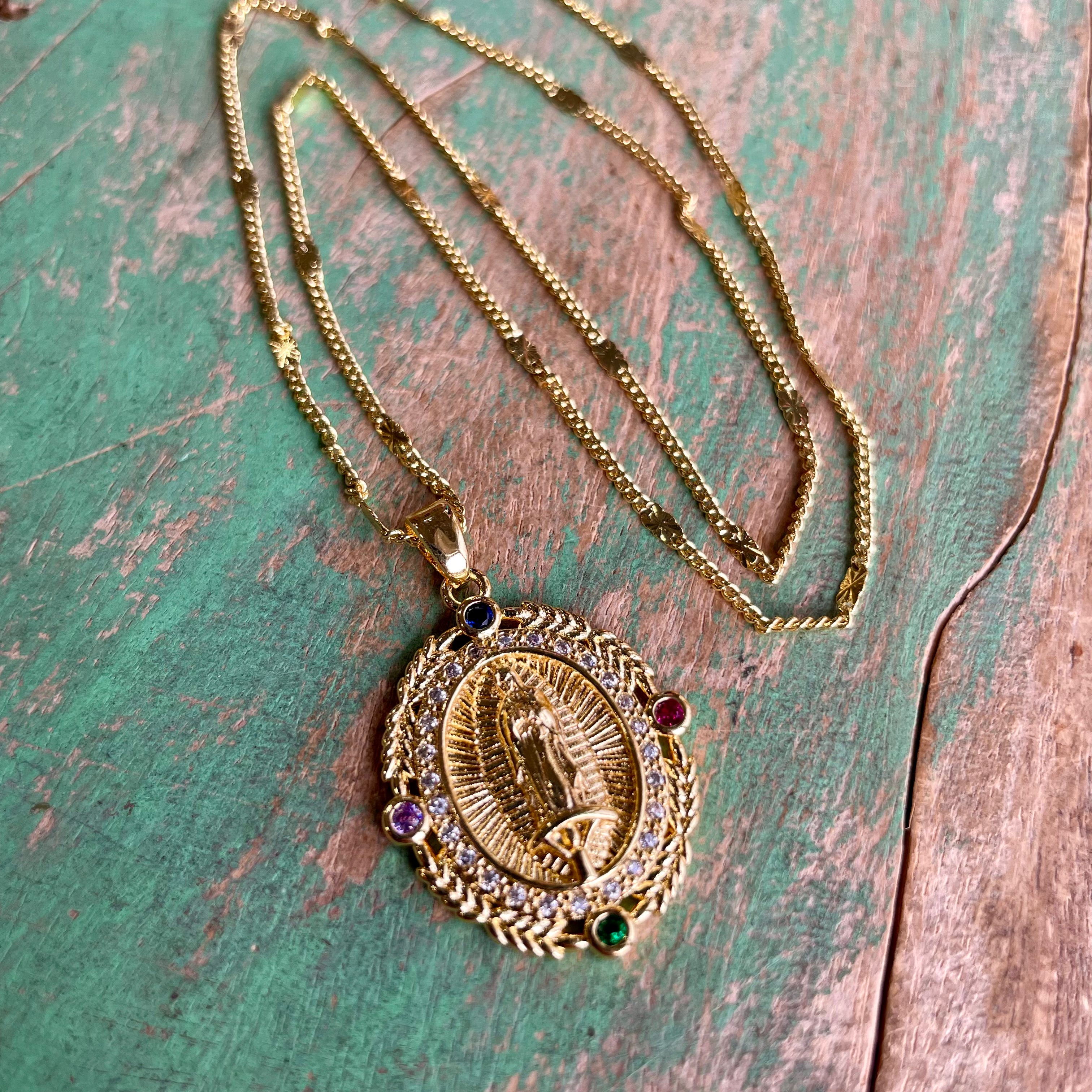 Jeweled OLG Pendant Necklace and Earrings