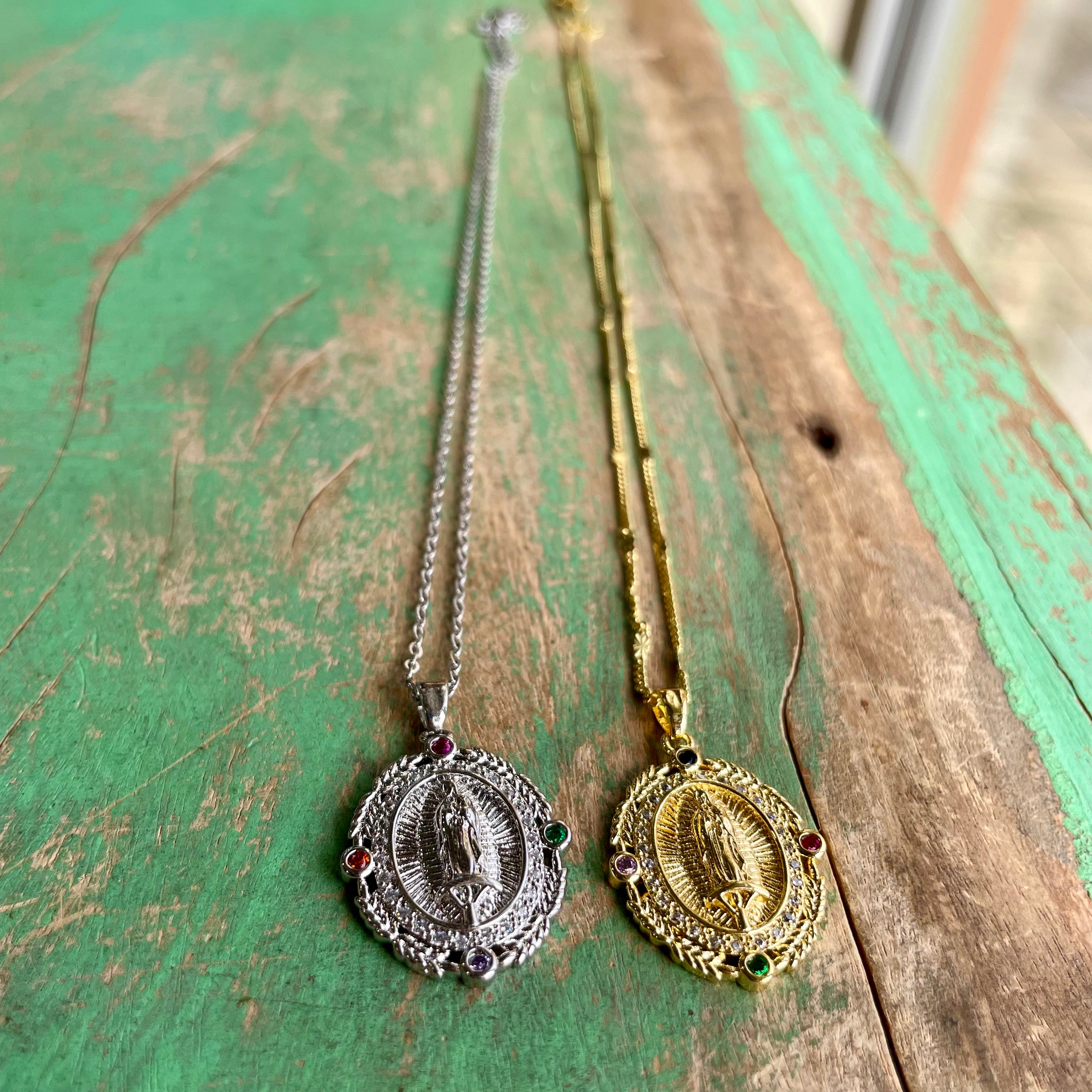 Jeweled OLG Pendant Necklace and Earrings