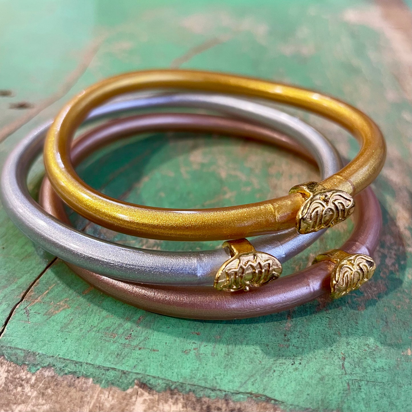 Small Solid Bangle with Gold Accent