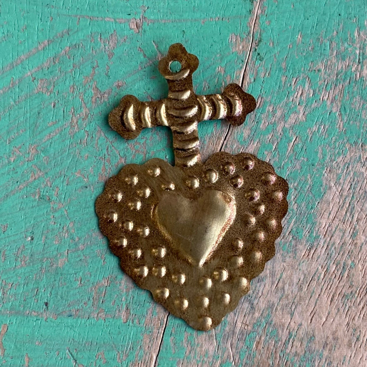 Brass Sacred Heart Medallions
