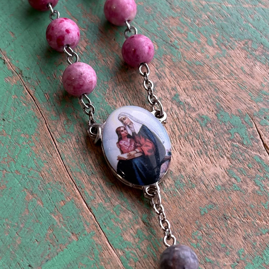 St Anne, Find Me a Man Pink Rosary
