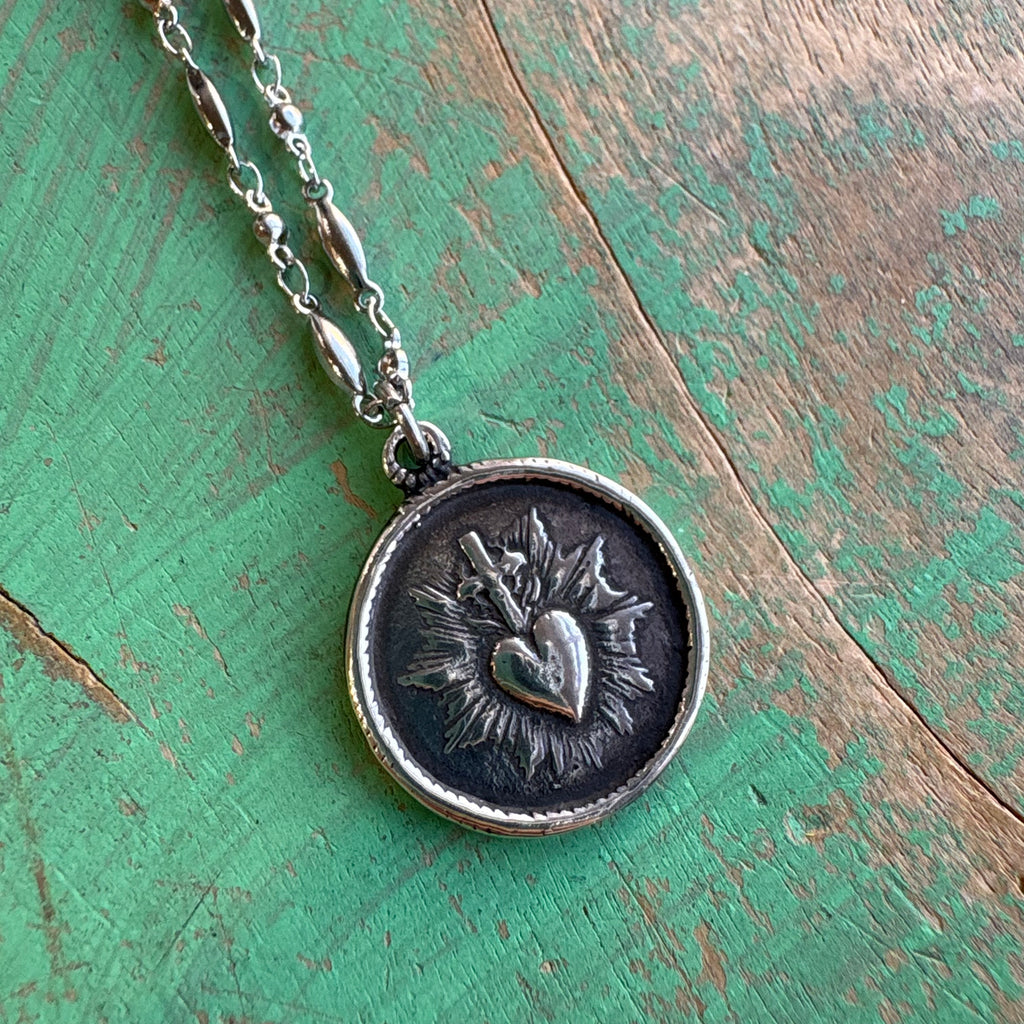 Double Sided Sacred Heart Necklace