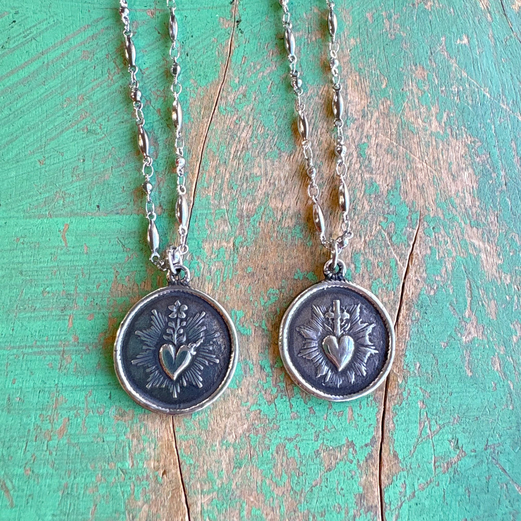 Double Sided Sacred Heart Necklace