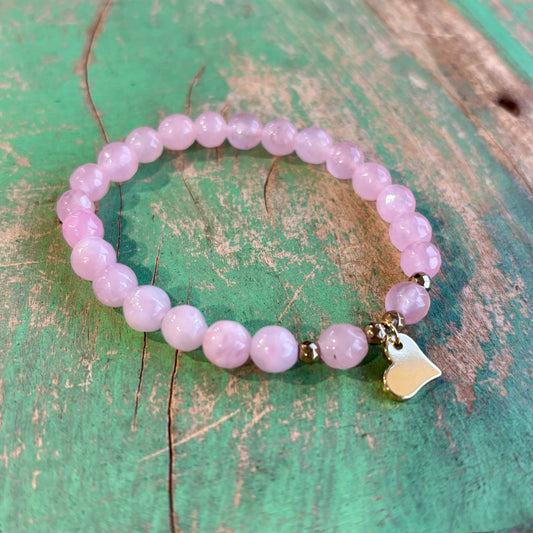 Pink Lemonade and Gold Heart Bracelet