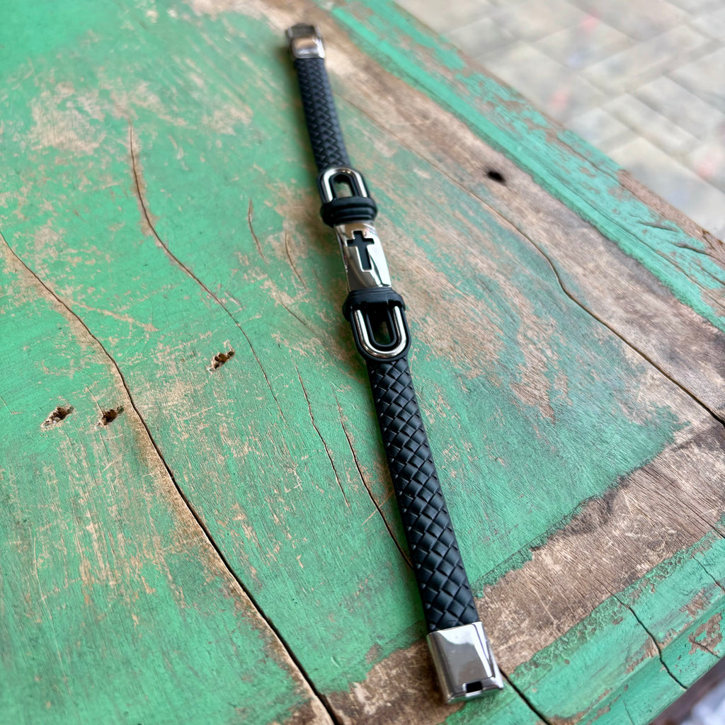 Men’s Silicone and Stainless Steel Bracelet