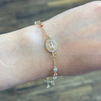 Tri-Color Our Lady of Guadalupe Rosary Decade Bracelet – 18K Gold Plated