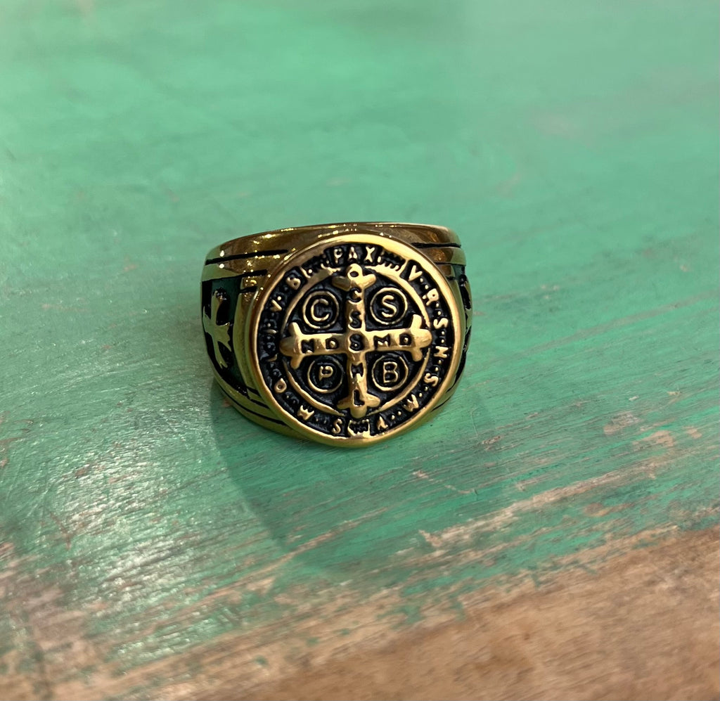 Stainless Steel St Benedict Cross Ring