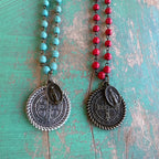 Howlite St Benedict Miraculous Necklace