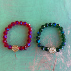 Festive Crystal Gold Our Lady of Guadalupe Bracelet