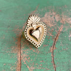 Adjustable Brass Sacred Heart Ring
