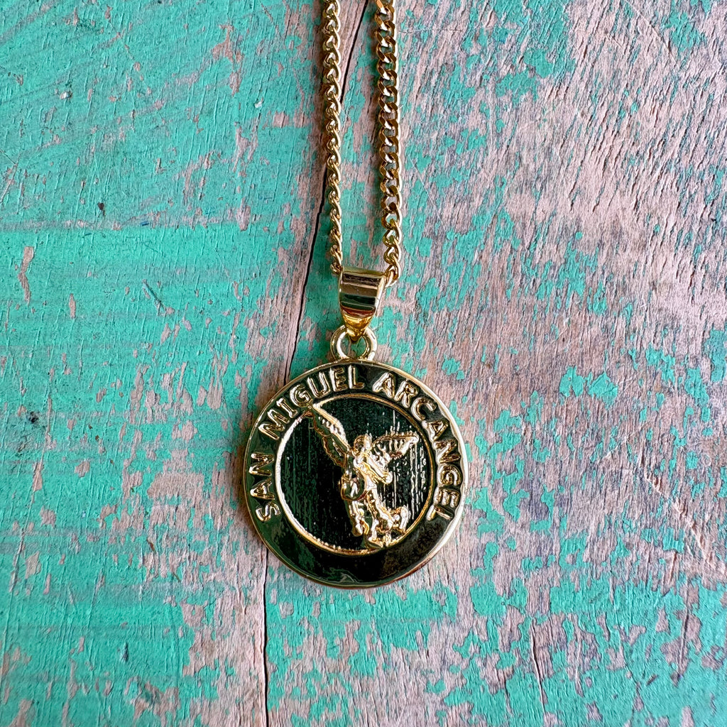 St Michael The Archangel Gold Pendant Necklace