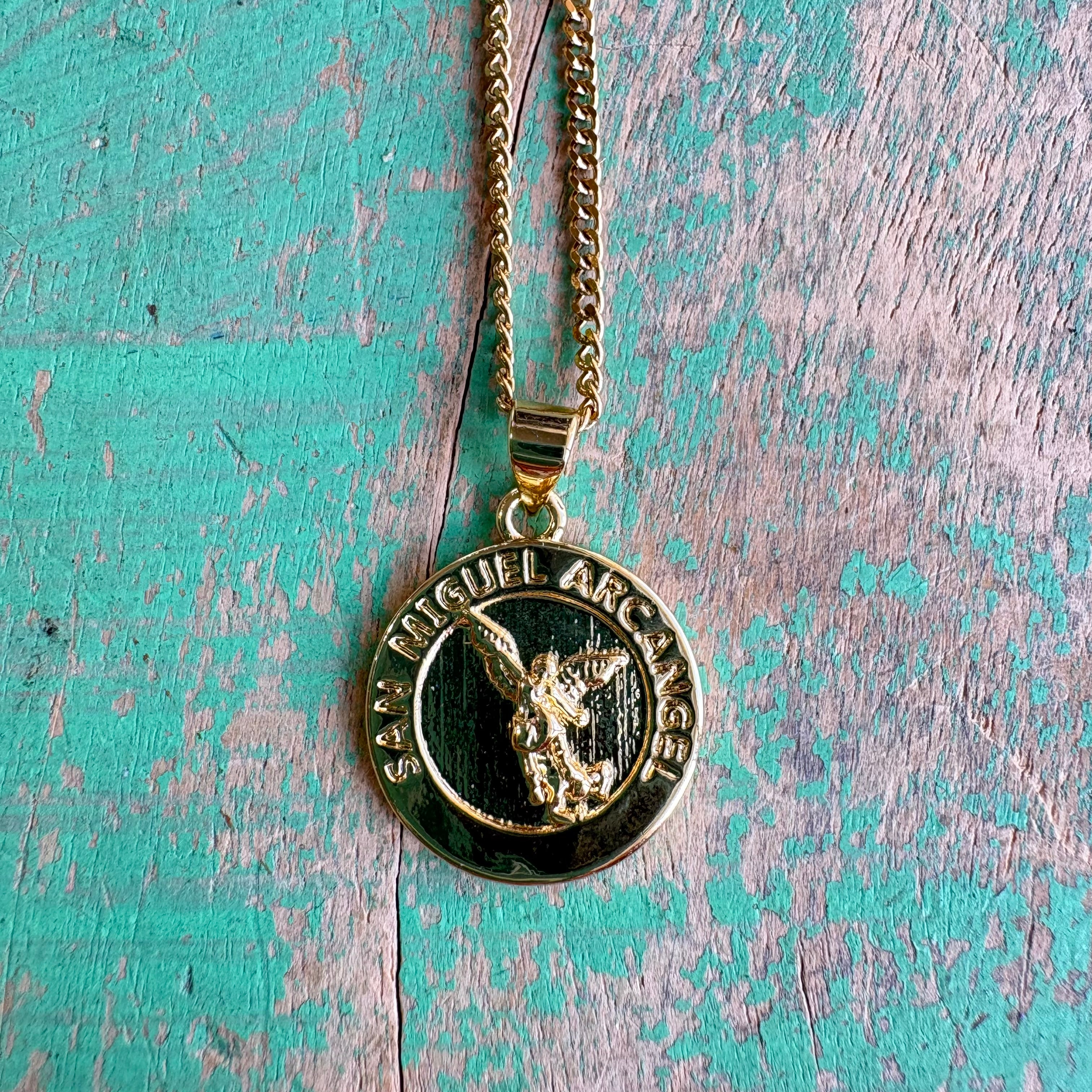St Michael The Archangel Gold Pendant Necklace