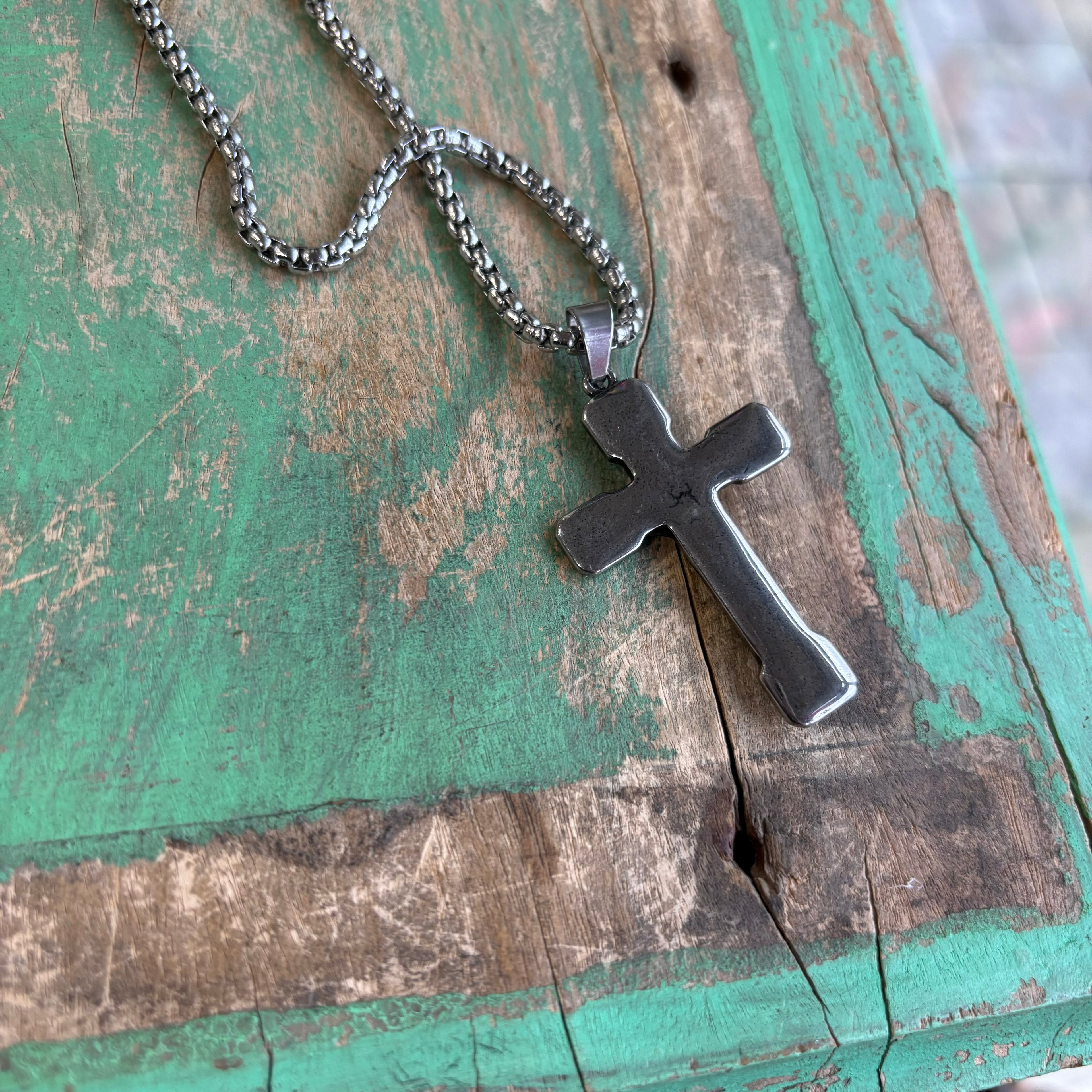 Oxidized Stainless Steel Crucifix