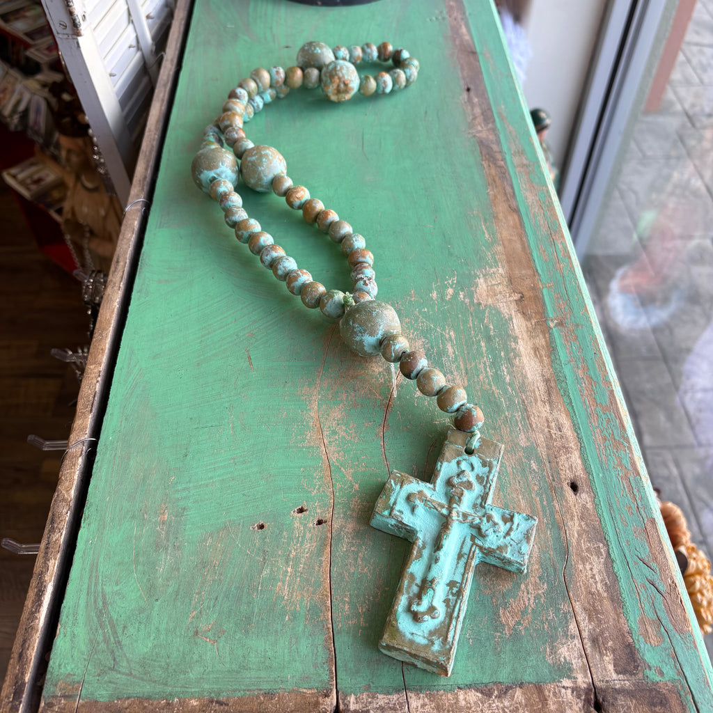 Green Turquoise Big Clay Rosary