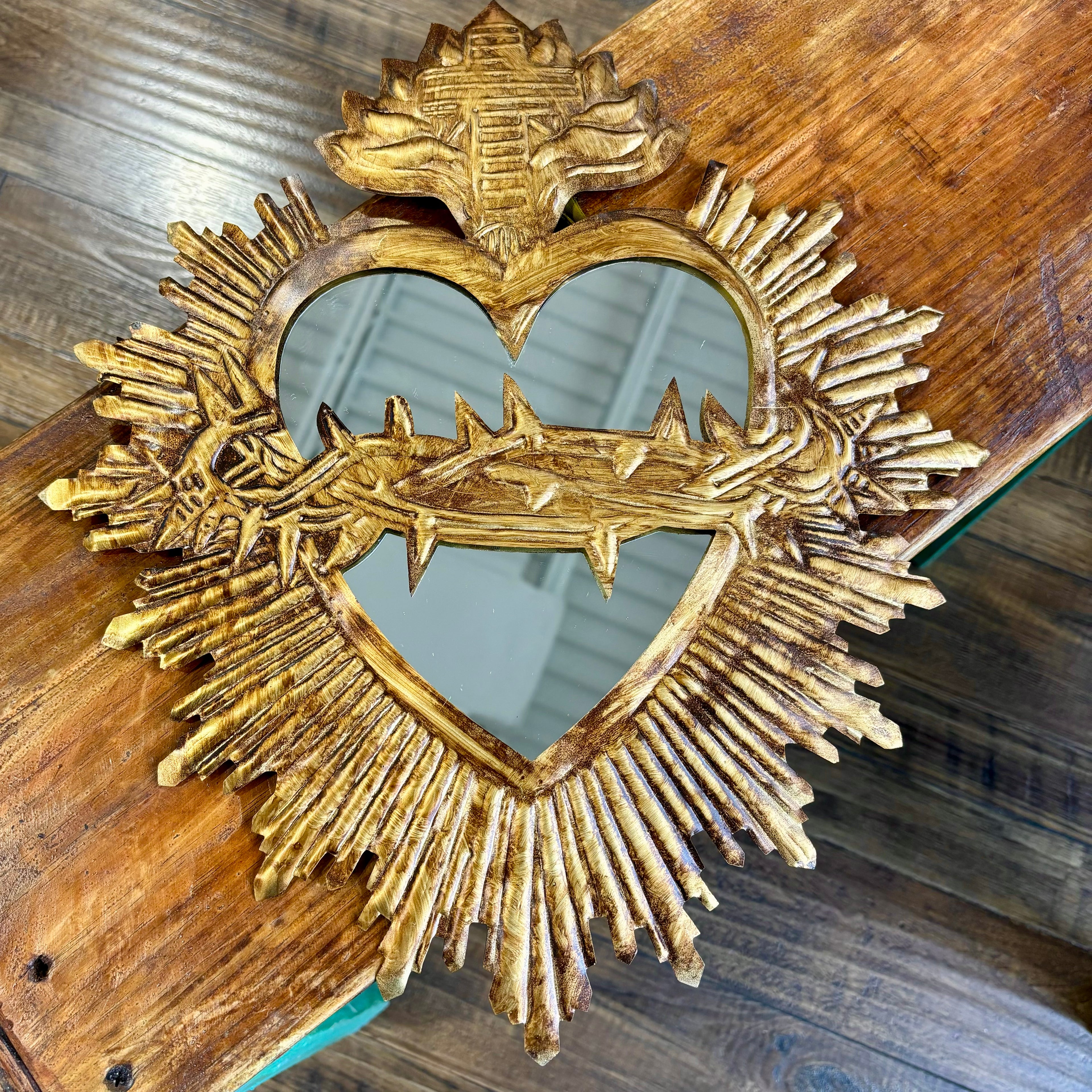 Tin Crown of Thorns Sacred Heart of Jesus Mirror
