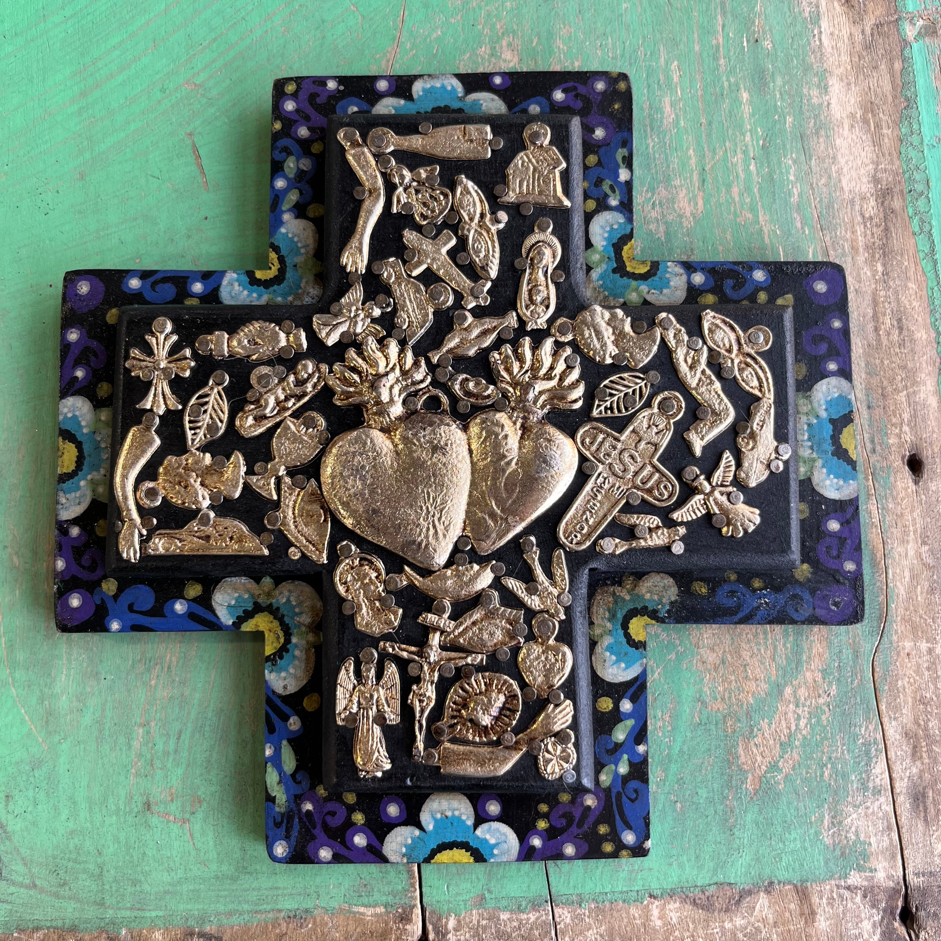 Floral Border Milagros Cross