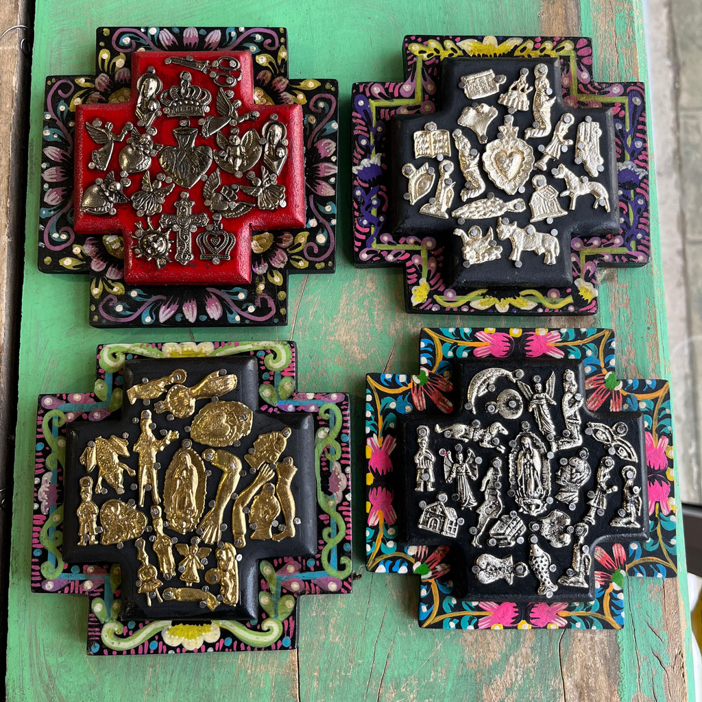Floral Border Milagros Cross