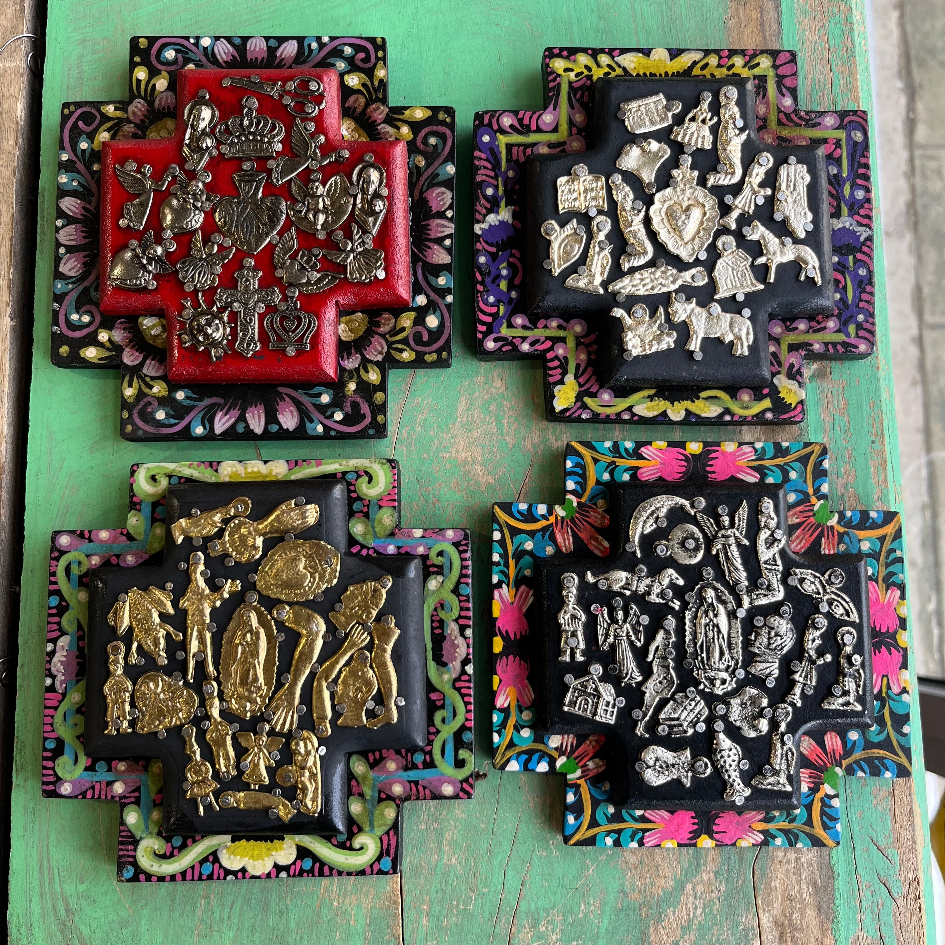 Floral Border Milagros Cross