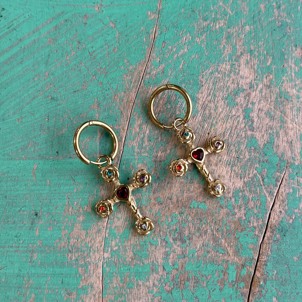 Rose Bloom Red Heart Cross Collection