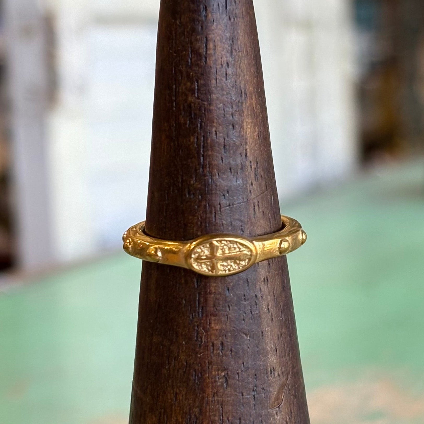 Stainless Steel Rosary Ring - Gold