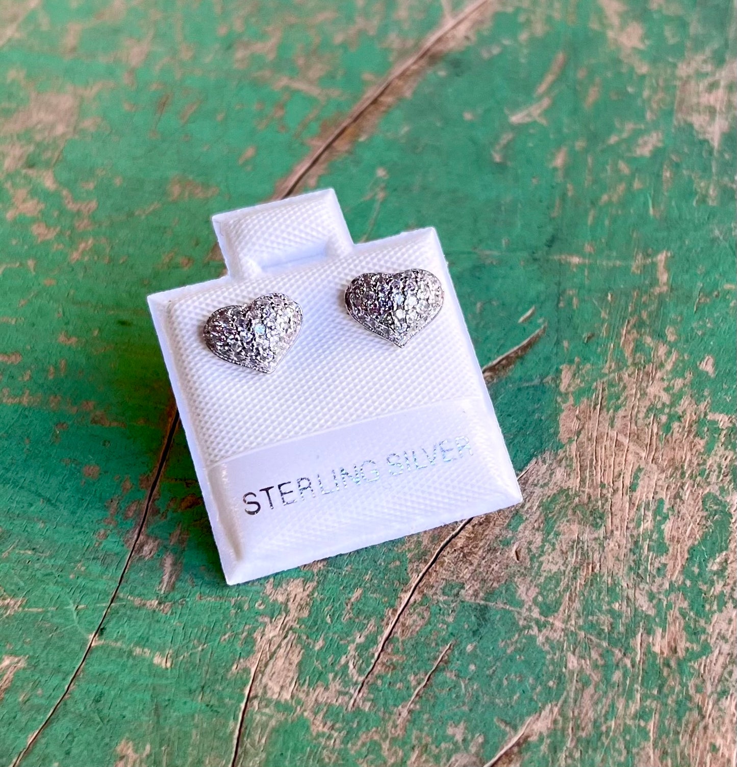 Sterling Silver CZ Heart Studs