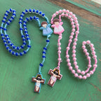 Children’s Angel Rosary with Silicone Crucifix – Pink or Blue