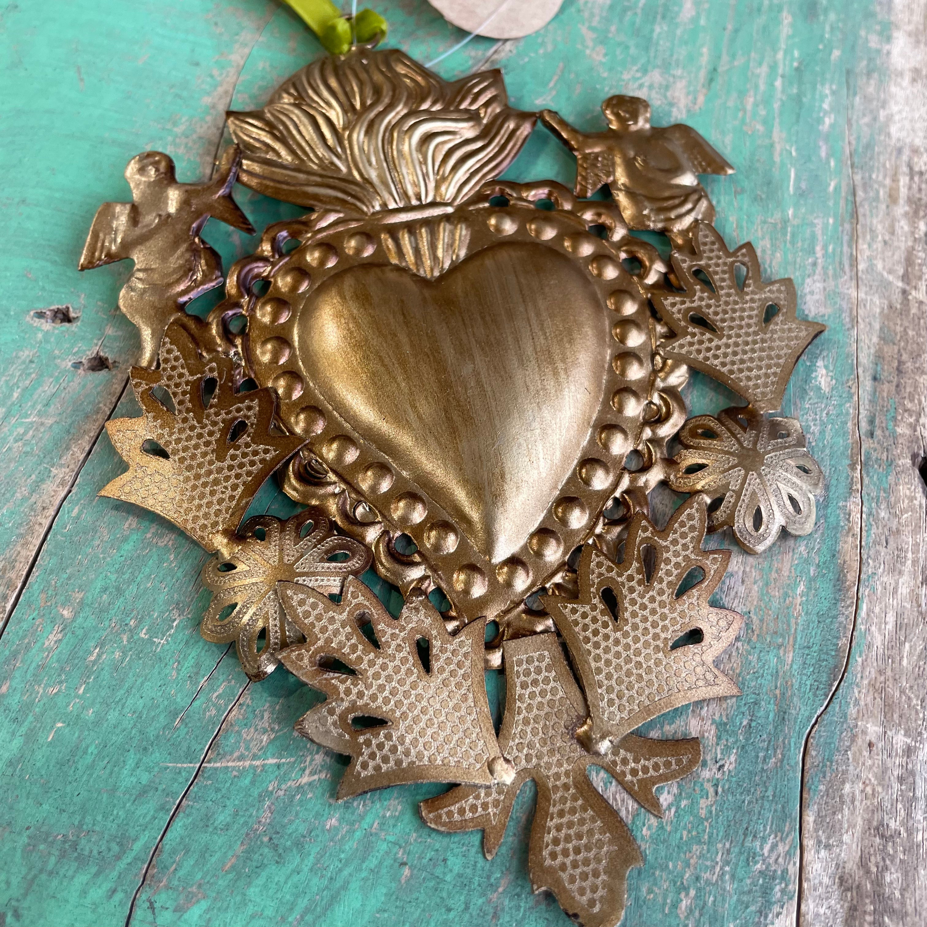 Cutout Brass Sacred Heart Ornaments
