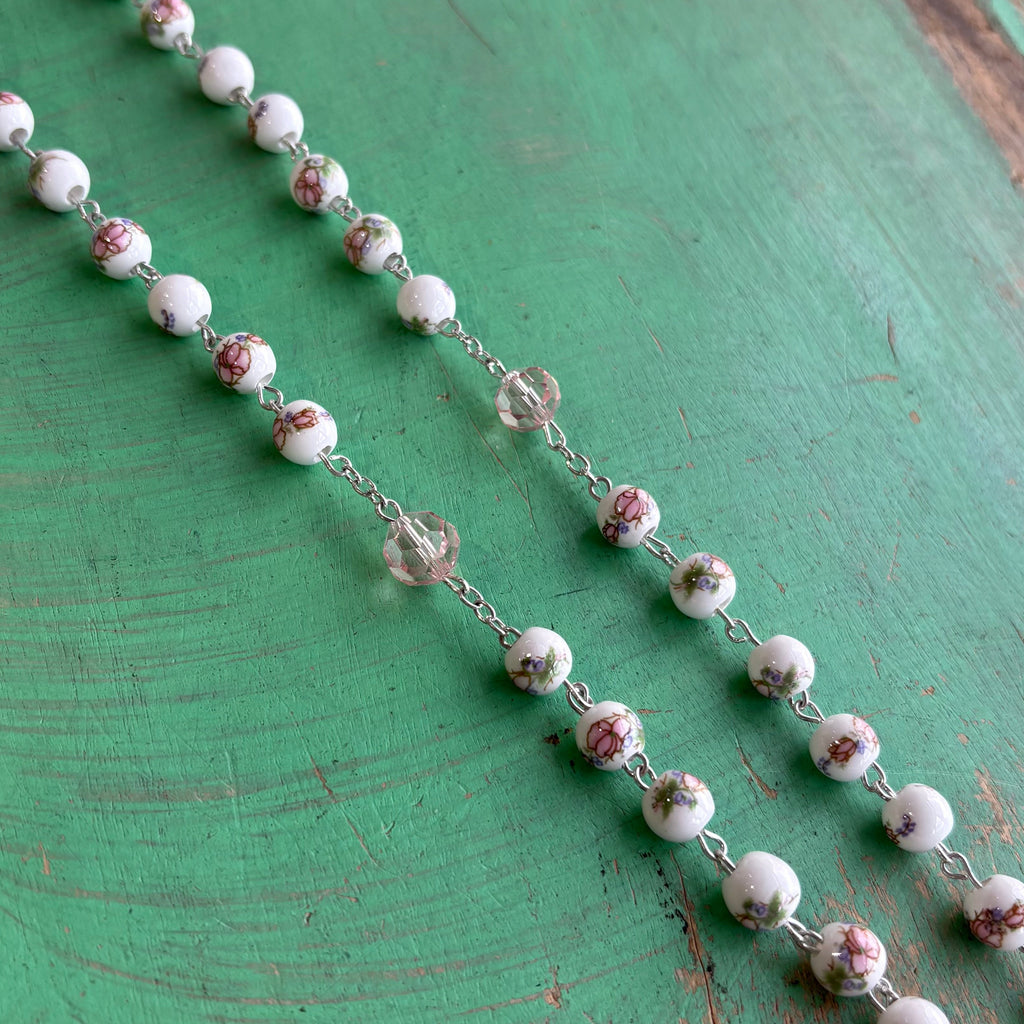 Miraculous Floral Blush Rosary